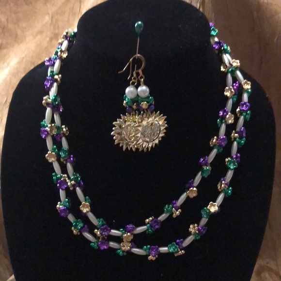 Jewelry - 🌻 3/$15 Mardi Gras Necklace & Earrings #4